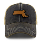 Massachusetts State Wood Grain Patch Dirty Water Trucker Hat