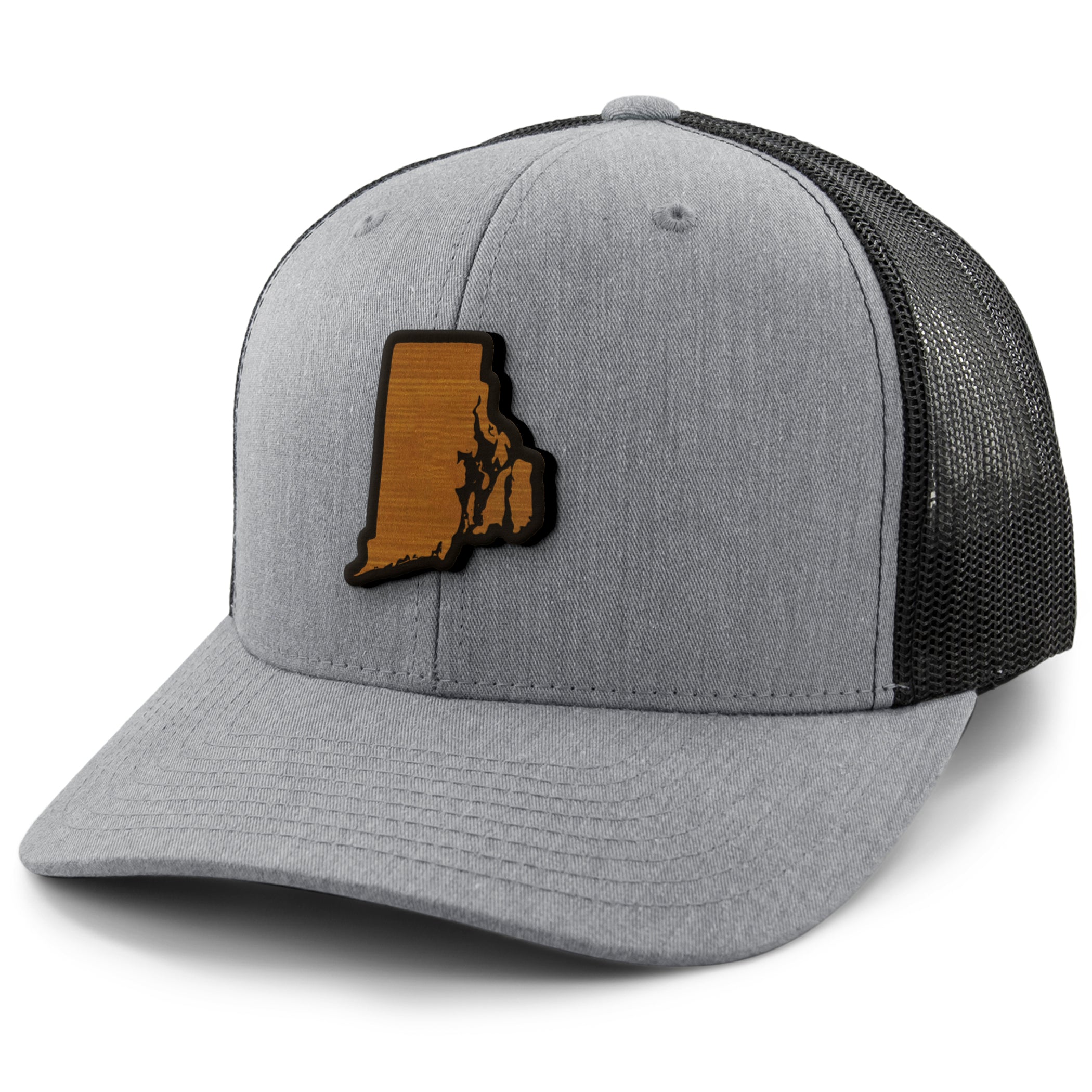 Rhode Island State Wood Grain Patch Classic Snapback Trucker Hat