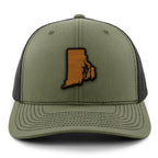 Rhode Island State Wood Grain Patch Classic Snapback Trucker Hat