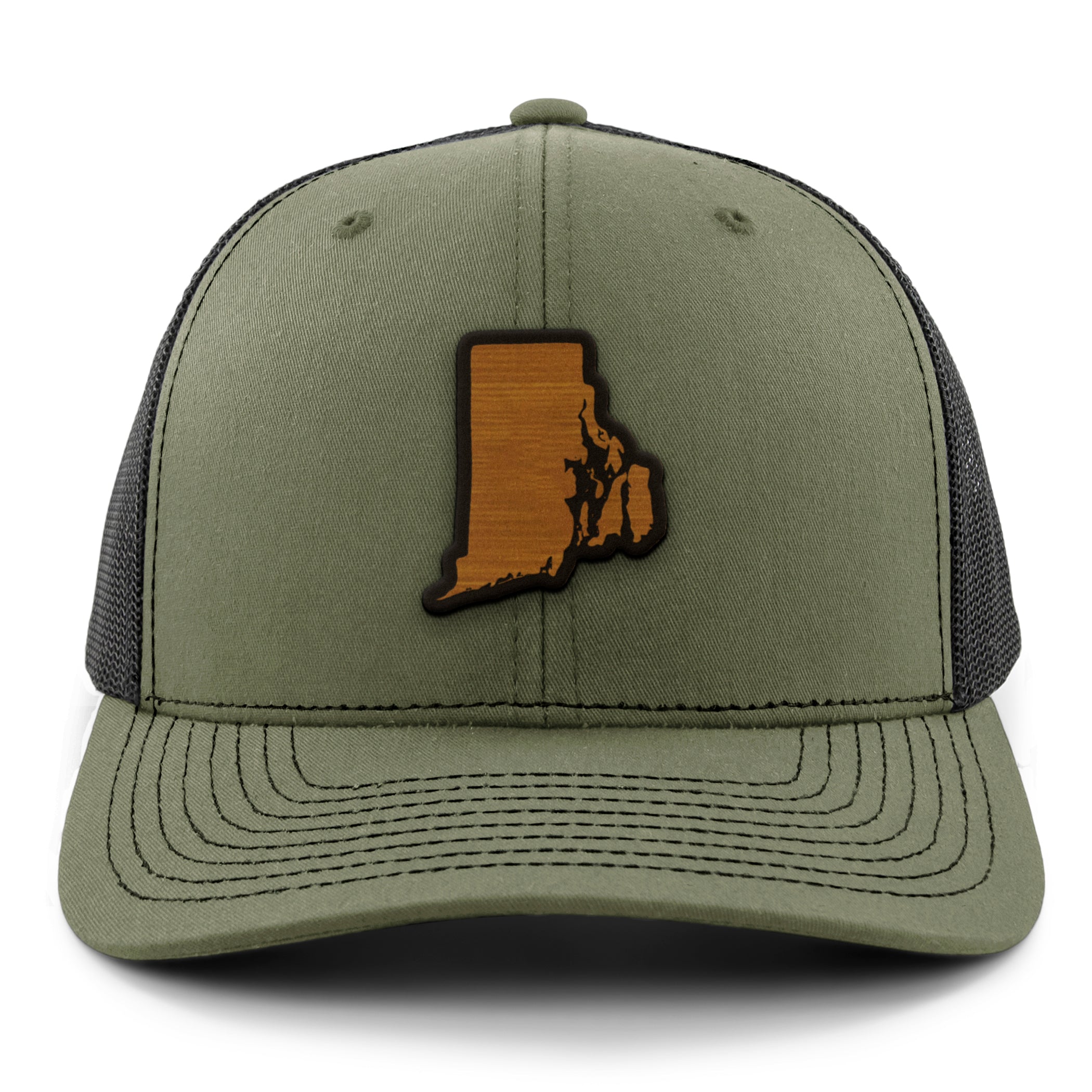 Rhode Island State Wood Grain Patch Classic Snapback Trucker Hat