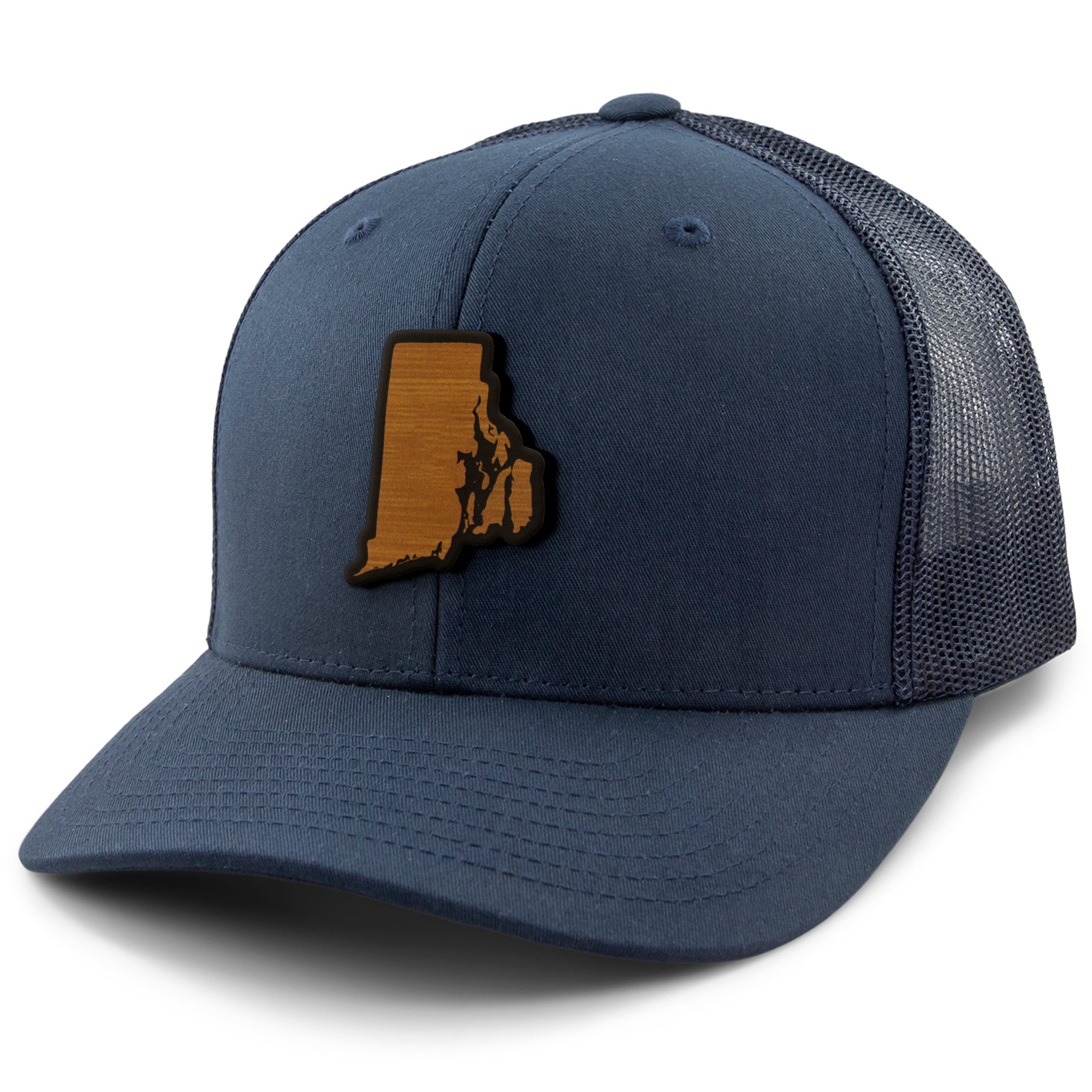 Rhode Island State Wood Grain Patch Classic Snapback Trucker Hat