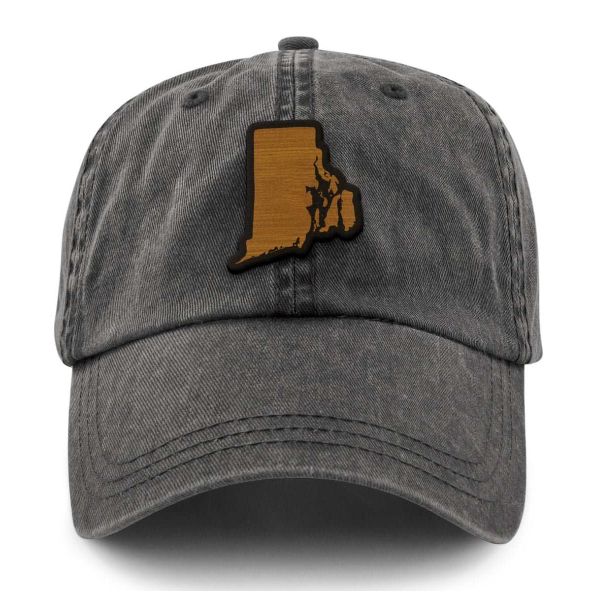 Rhode Island State Wood Grain Washed Dad Hat - Chowdaheadz