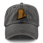 Rhode Island State Wood Grain Washed Dad Hat