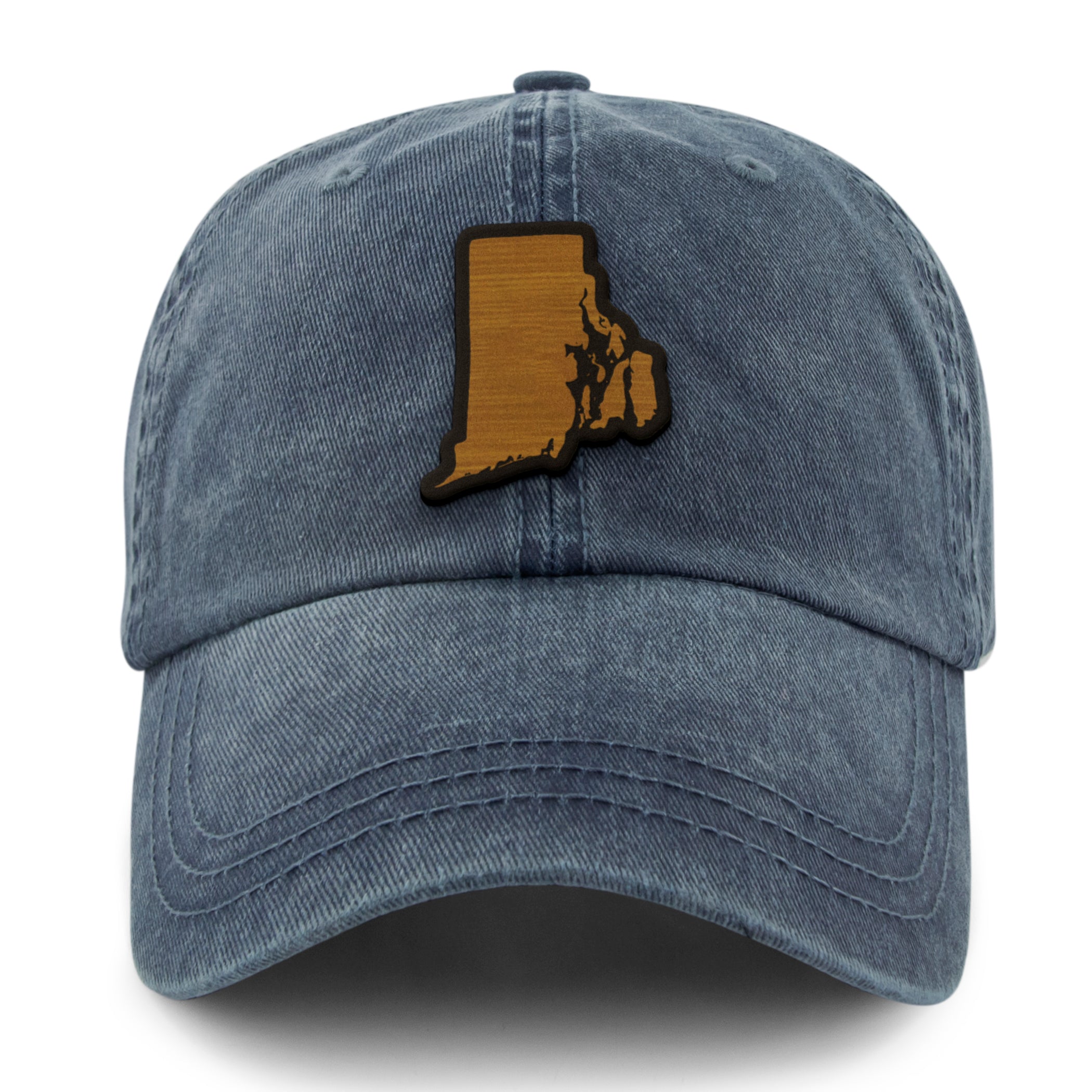 Rhode Island State Wood Grain Washed Dad Hat