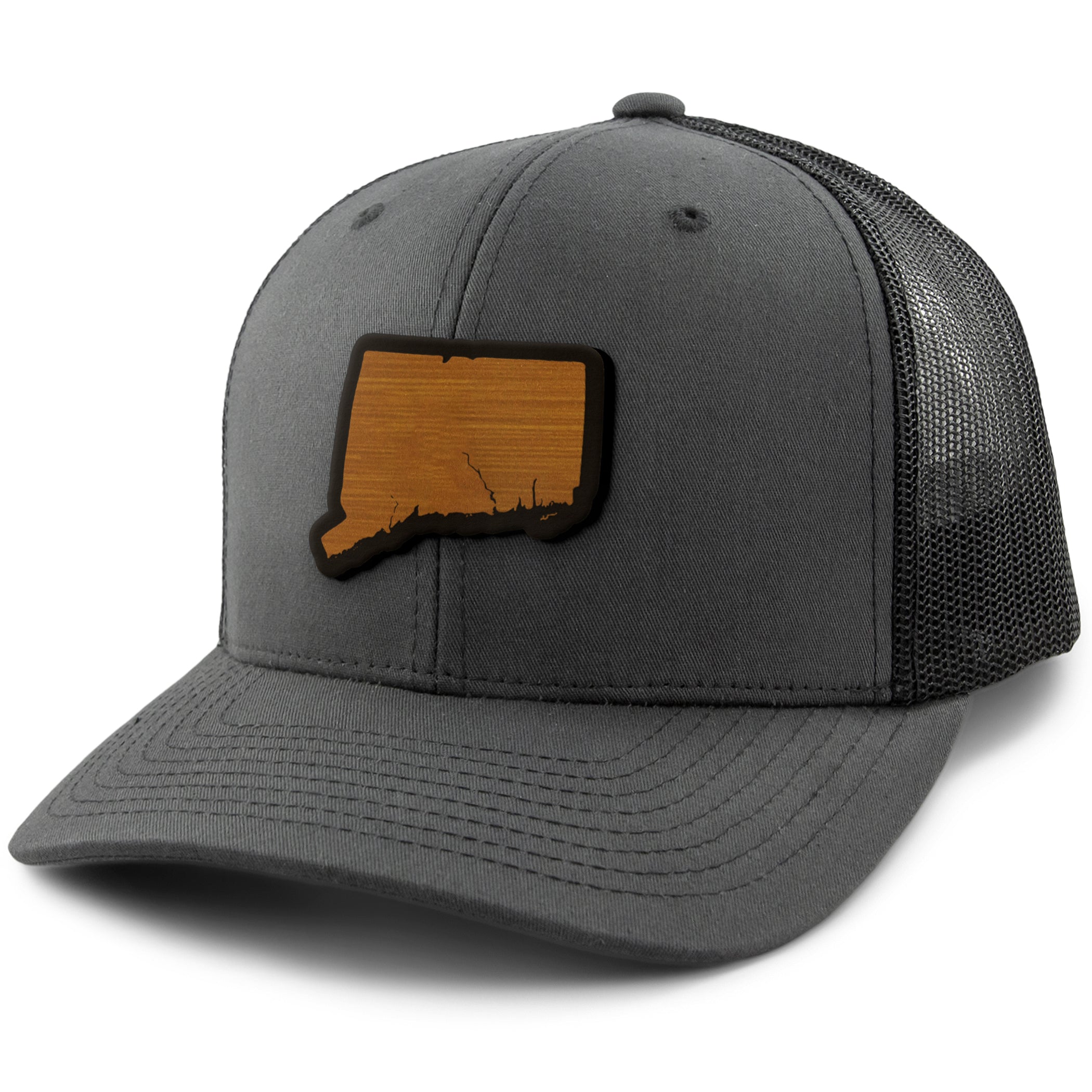 Connecticut State Wood Grain Patch Classic Snapback Trucker Hat