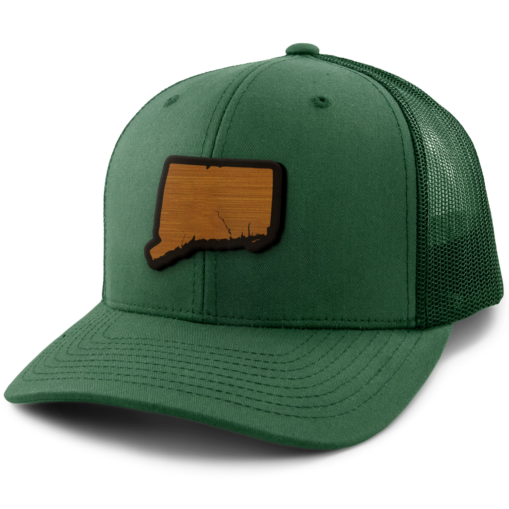 Connecticut State Wood Grain Patch Classic Snapback Trucker Hat