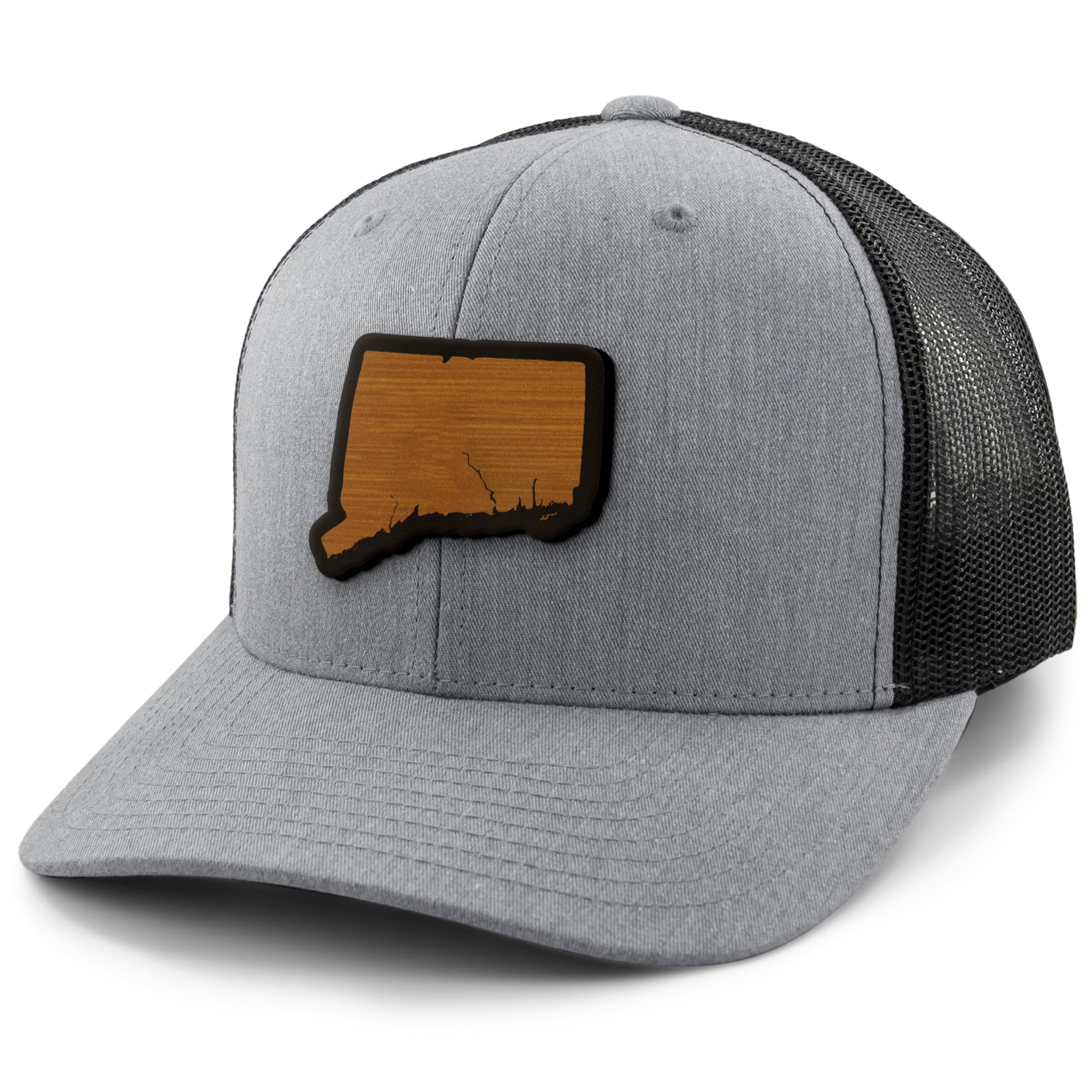 Connecticut State Wood Grain Patch Classic Snapback Trucker Hat