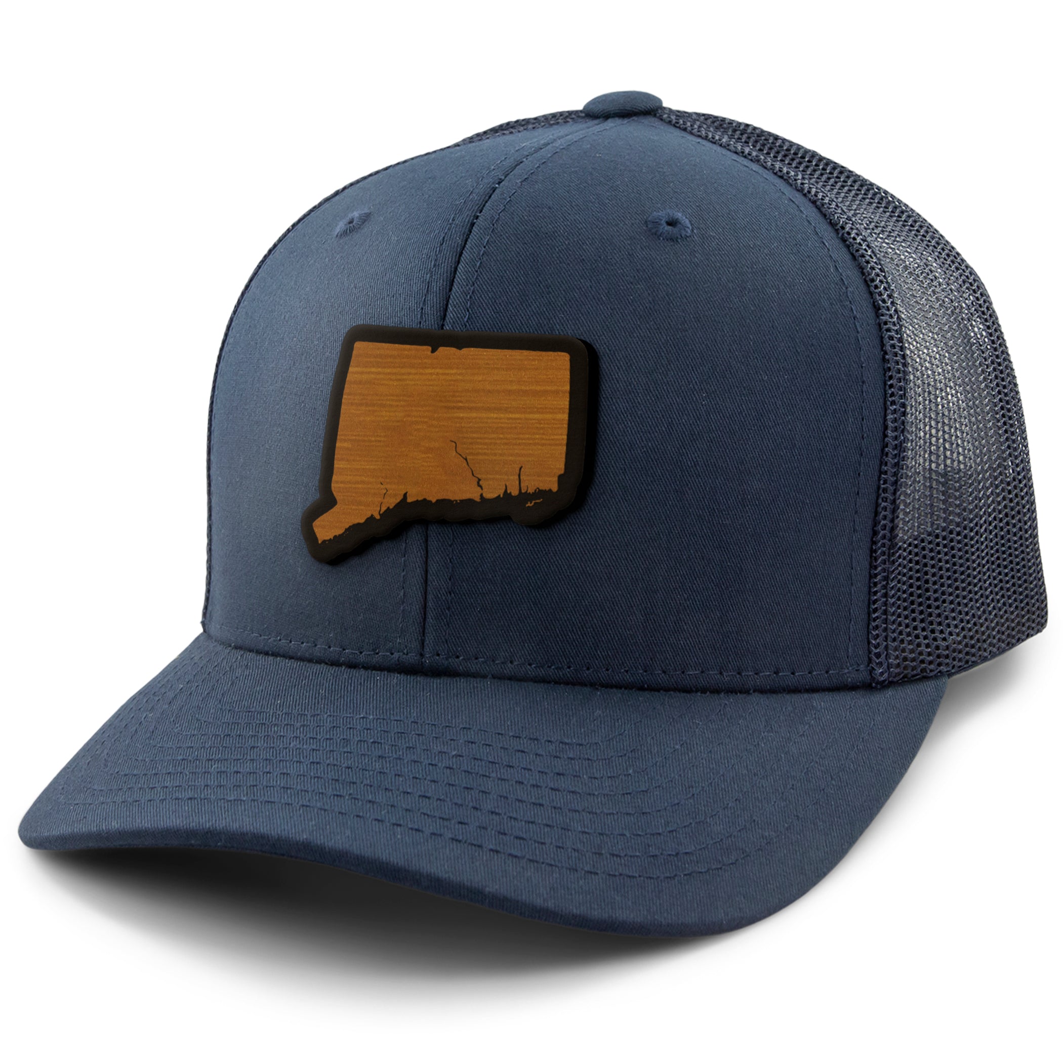Connecticut State Wood Grain Patch Classic Snapback Trucker Hat