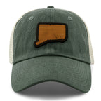 Connecticut State Wood Grain Patch Relaxed Trucker Hat