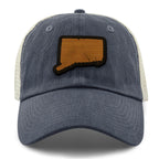 Connecticut State Wood Grain Patch Relaxed Trucker Hat