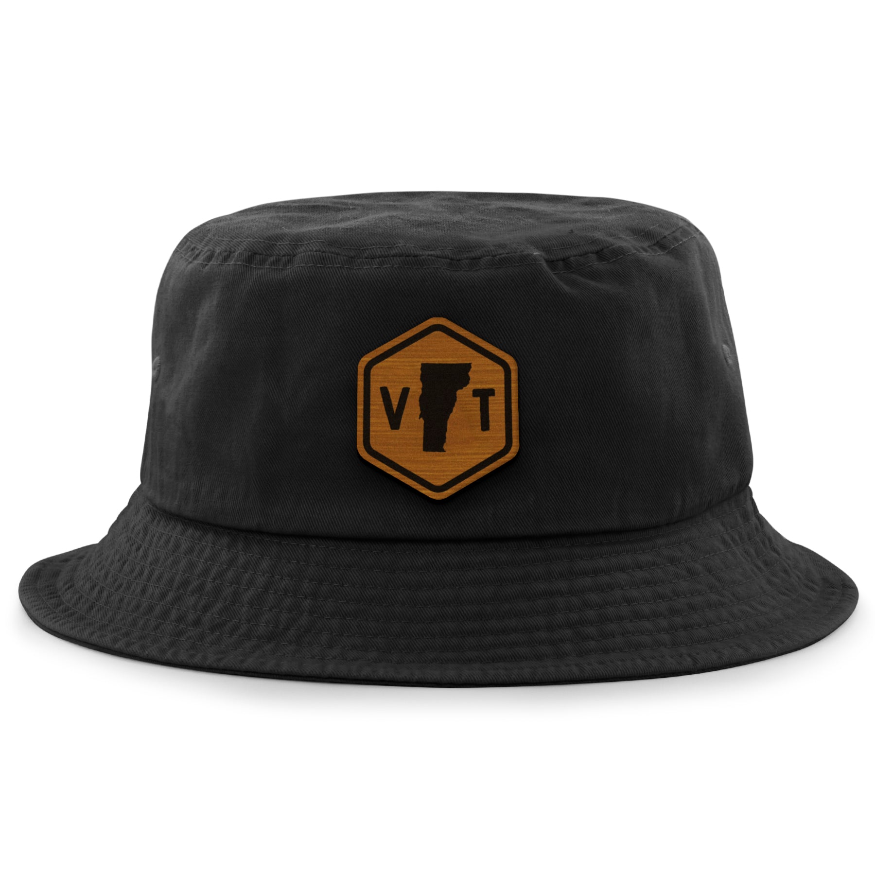 Vermont State Sign Wood Grain Patch Bucket Hat