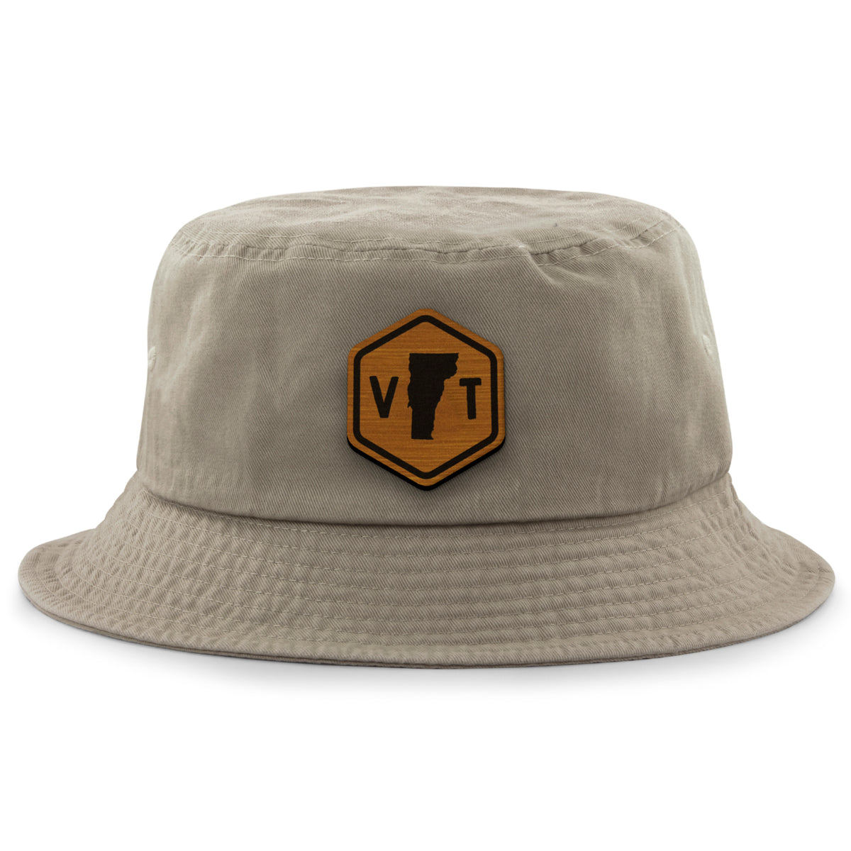 Vermont State Sign Wood Grain Patch Bucket Hat - Chowdaheadz