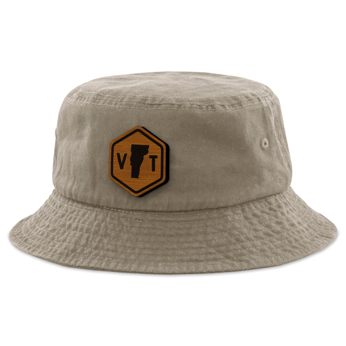 Vermont State Sign Wood Grain Patch Bucket Hat - Chowdaheadz