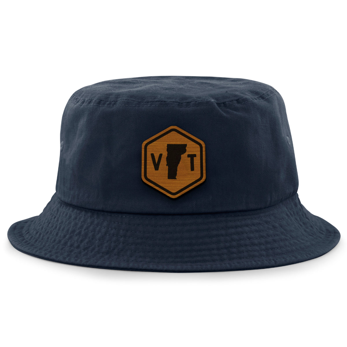 Vermont State Sign Wood Grain Patch Bucket Hat - Chowdaheadz