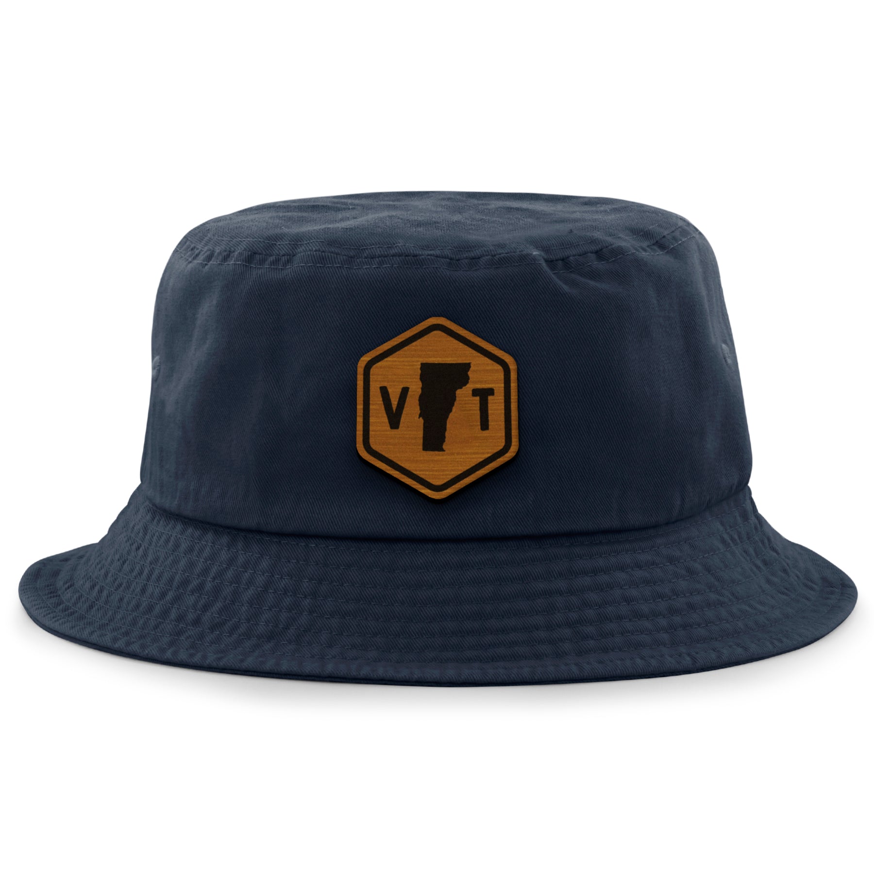 Vermont State Sign Wood Grain Patch Bucket Hat