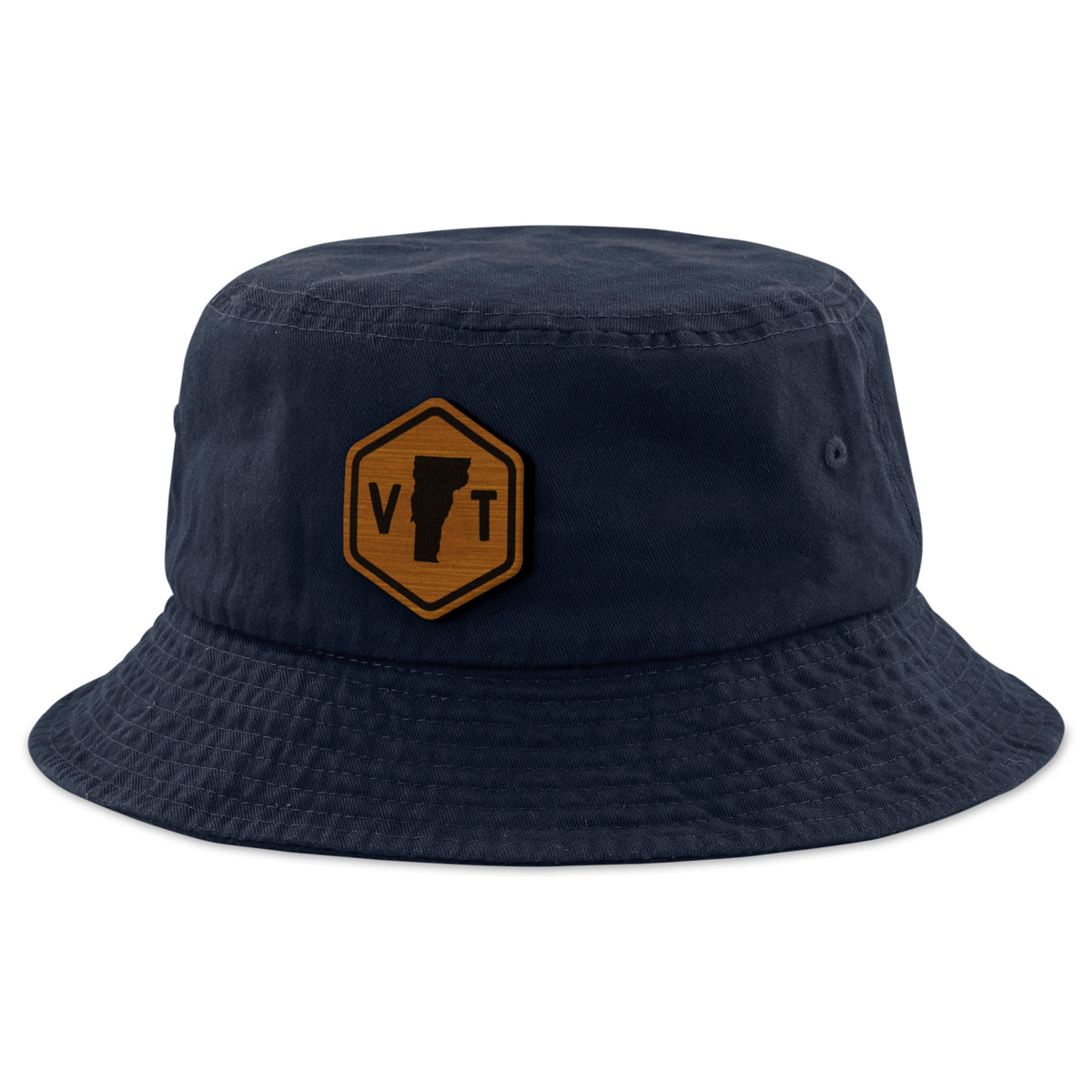 Vermont State Sign Wood Grain Patch Bucket Hat - Chowdaheadz