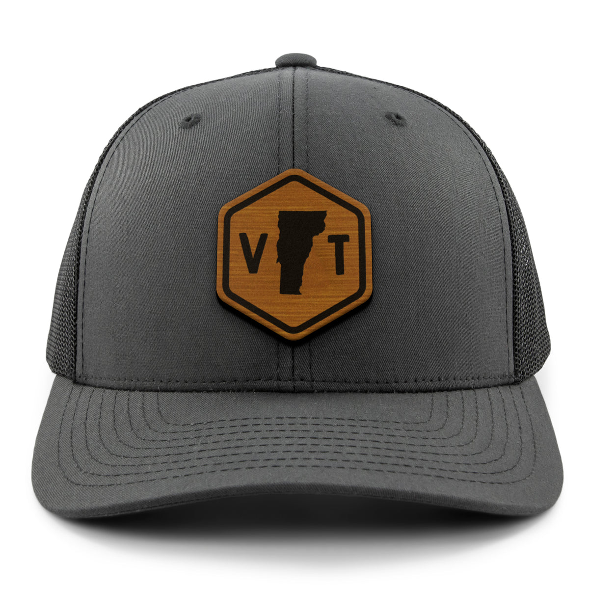 Vermont State Sign Wood Grain Patch Classic Snapback Trucker Hat - Chowdaheadz