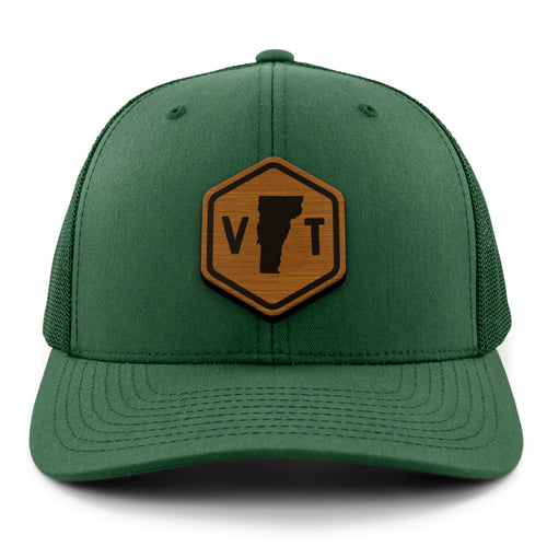 Vermont State Sign Wood Grain Patch Classic Snapback Trucker Hat - Chowdaheadz