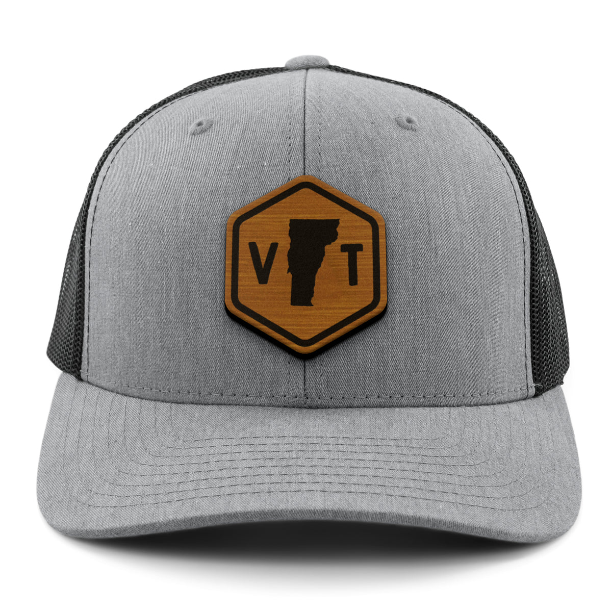 Vermont State Sign Wood Grain Patch Classic Snapback Trucker Hat - Chowdaheadz
