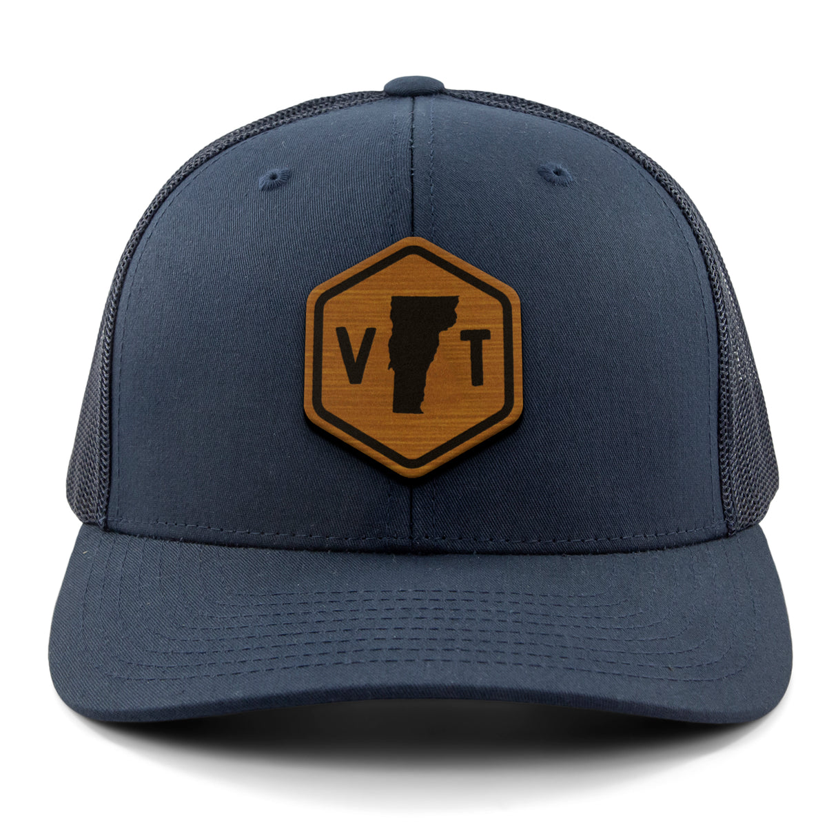 Vermont State Sign Wood Grain Patch Classic Snapback Trucker Hat - Chowdaheadz