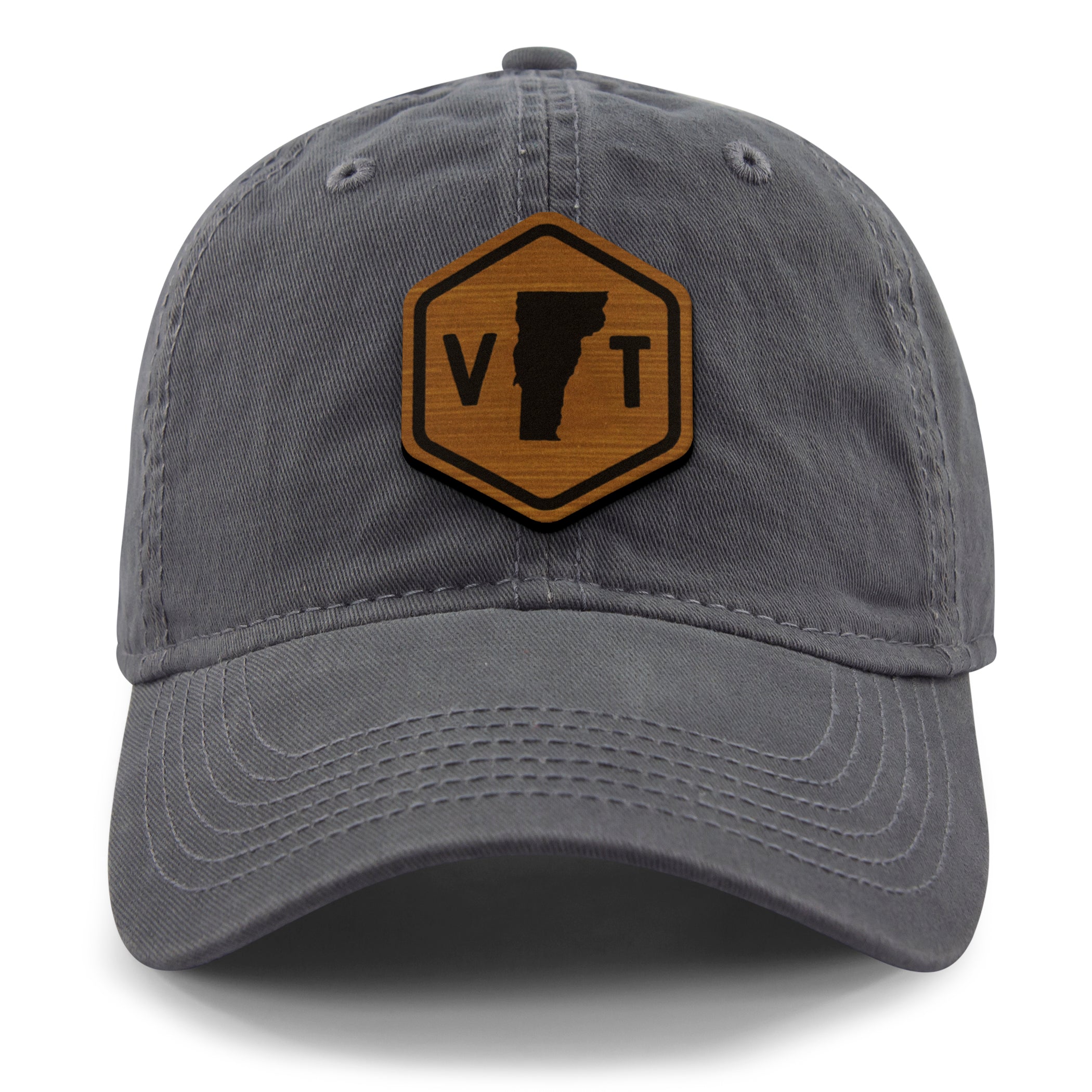Vermont State Sign Wood Grain Patch Dad Hat