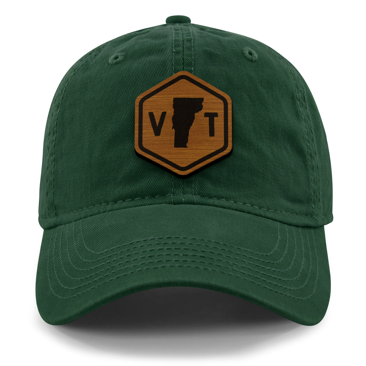 Vermont State Sign Wood Grain Patch Dad Hat - Chowdaheadz