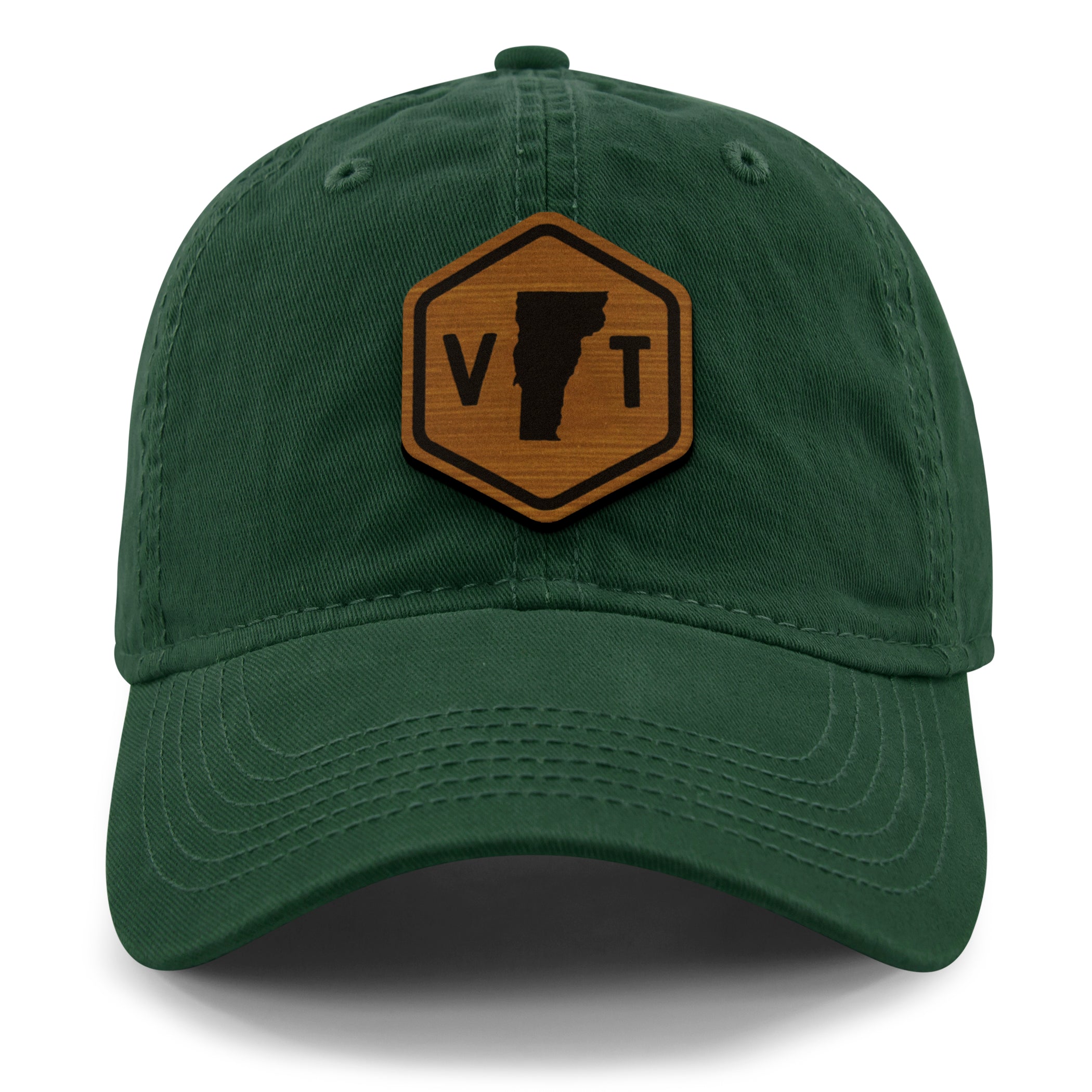 Vermont State Sign Wood Grain Patch Dad Hat