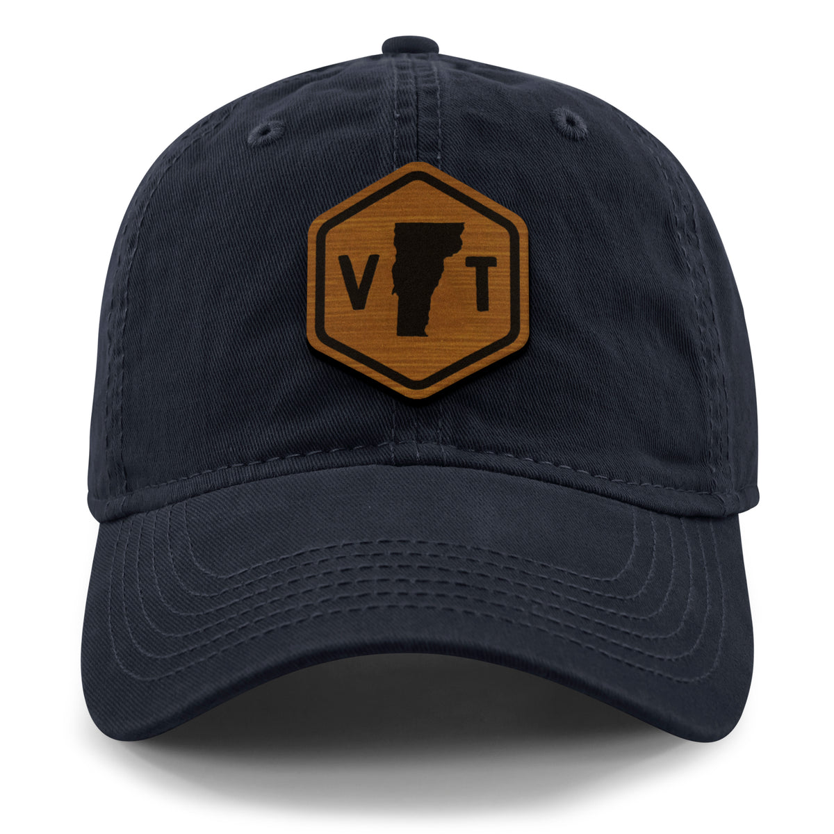 Vermont State Sign Wood Grain Patch Dad Hat - Chowdaheadz