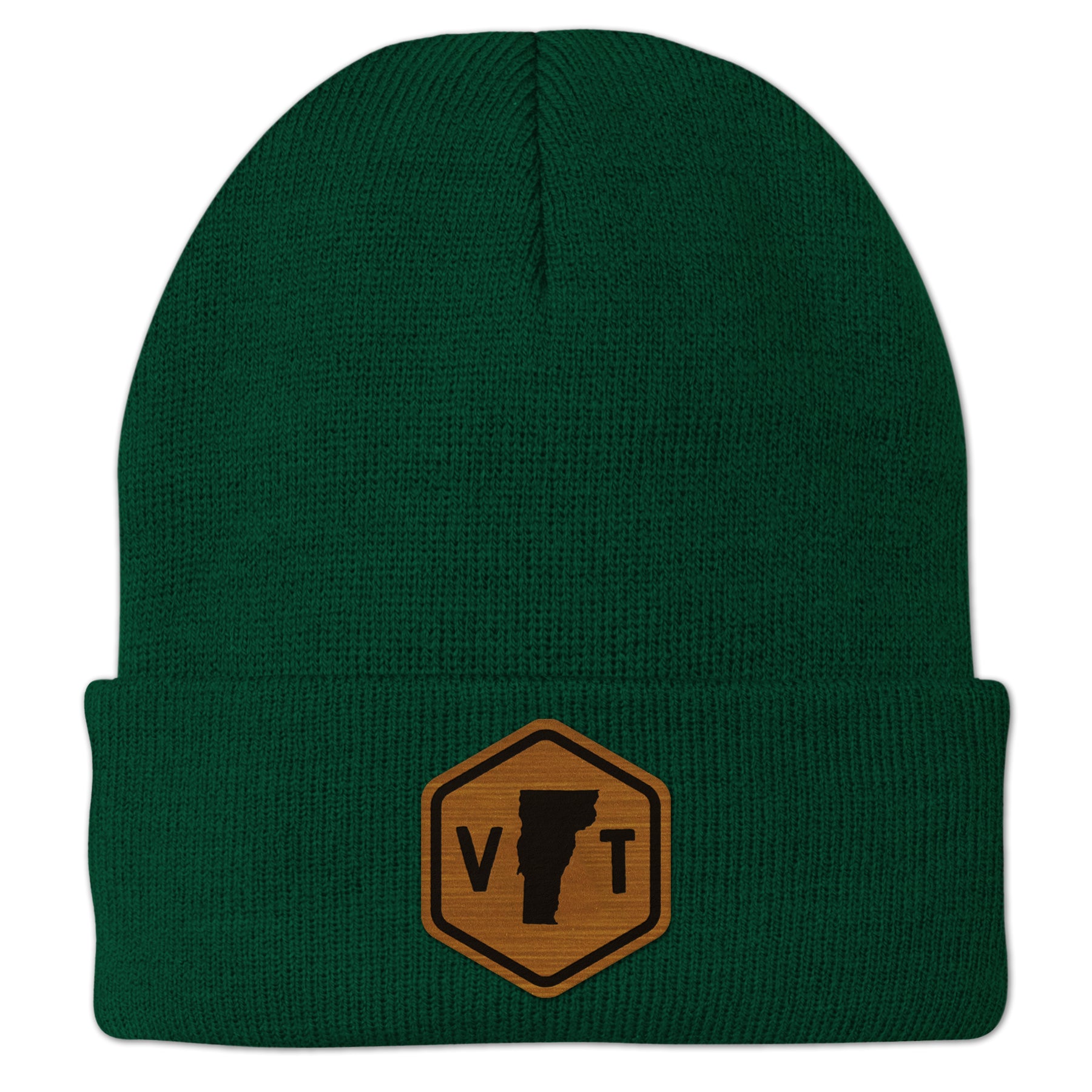 Vermont State Sign Wood Grain Patch Cuff Knit