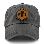 Vermont State Sign Wood Grain Patch Washed Dad Hat