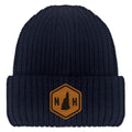 New Hampshire State Sign Wood Grain Patch Chunky Knit Winter Hat - Chowdaheadz
