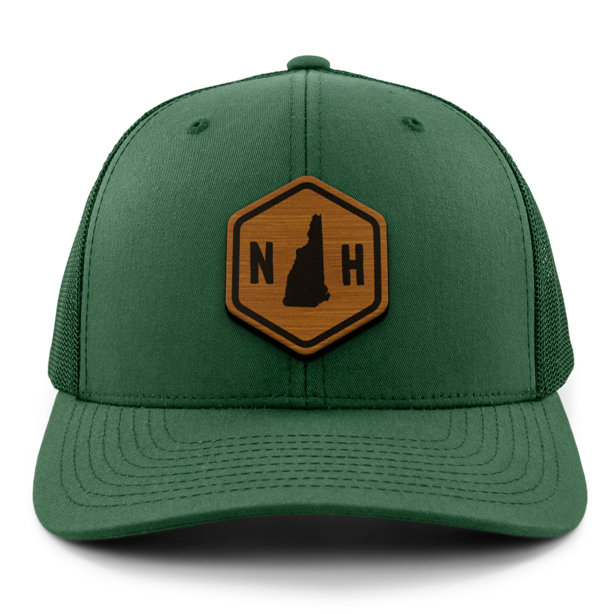 New Hampshire State Sign Wood Grain Patch Classic Snapback Trucker Hat - Chowdaheadz