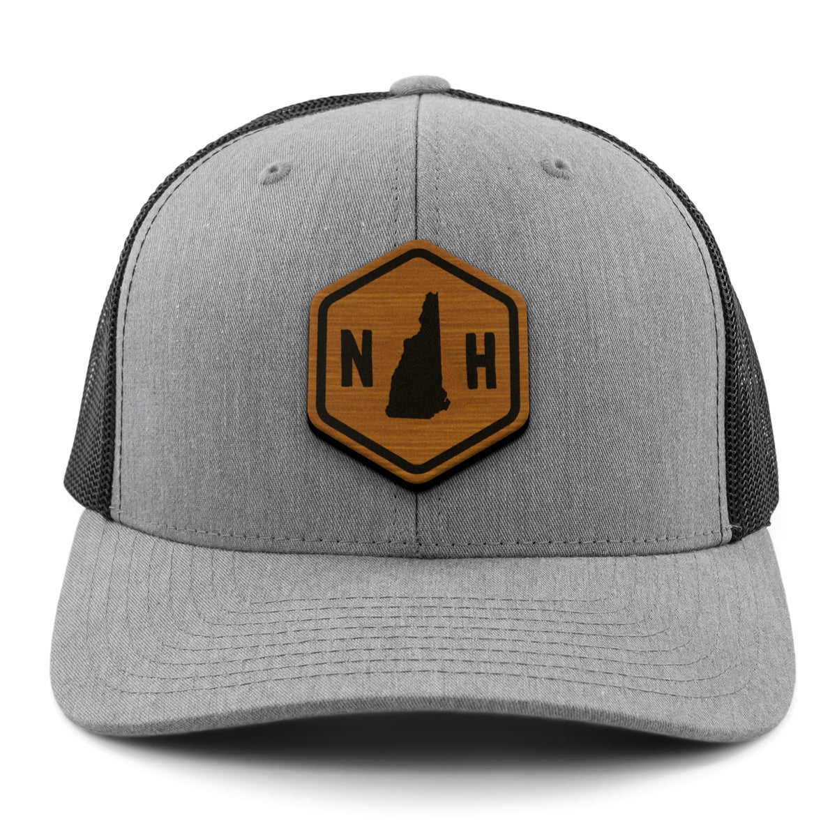 New Hampshire State Sign Wood Grain Patch Classic Snapback Trucker Hat - Chowdaheadz