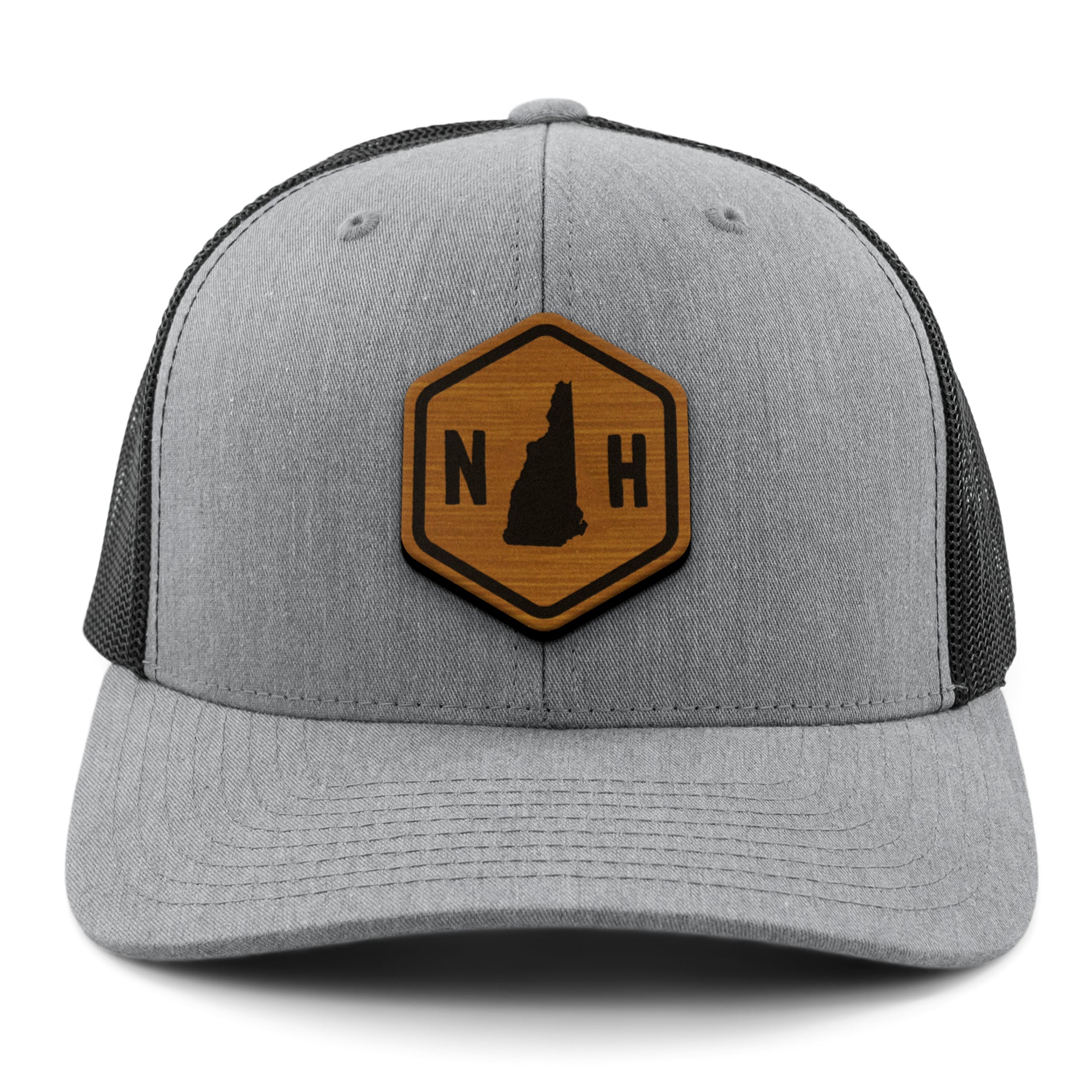 New Hampshire State Sign Wood Grain Patch Classic Snapback Trucker Hat