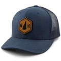 New Hampshire State Sign Wood Grain Patch Classic Snapback Trucker Hat - Chowdaheadz