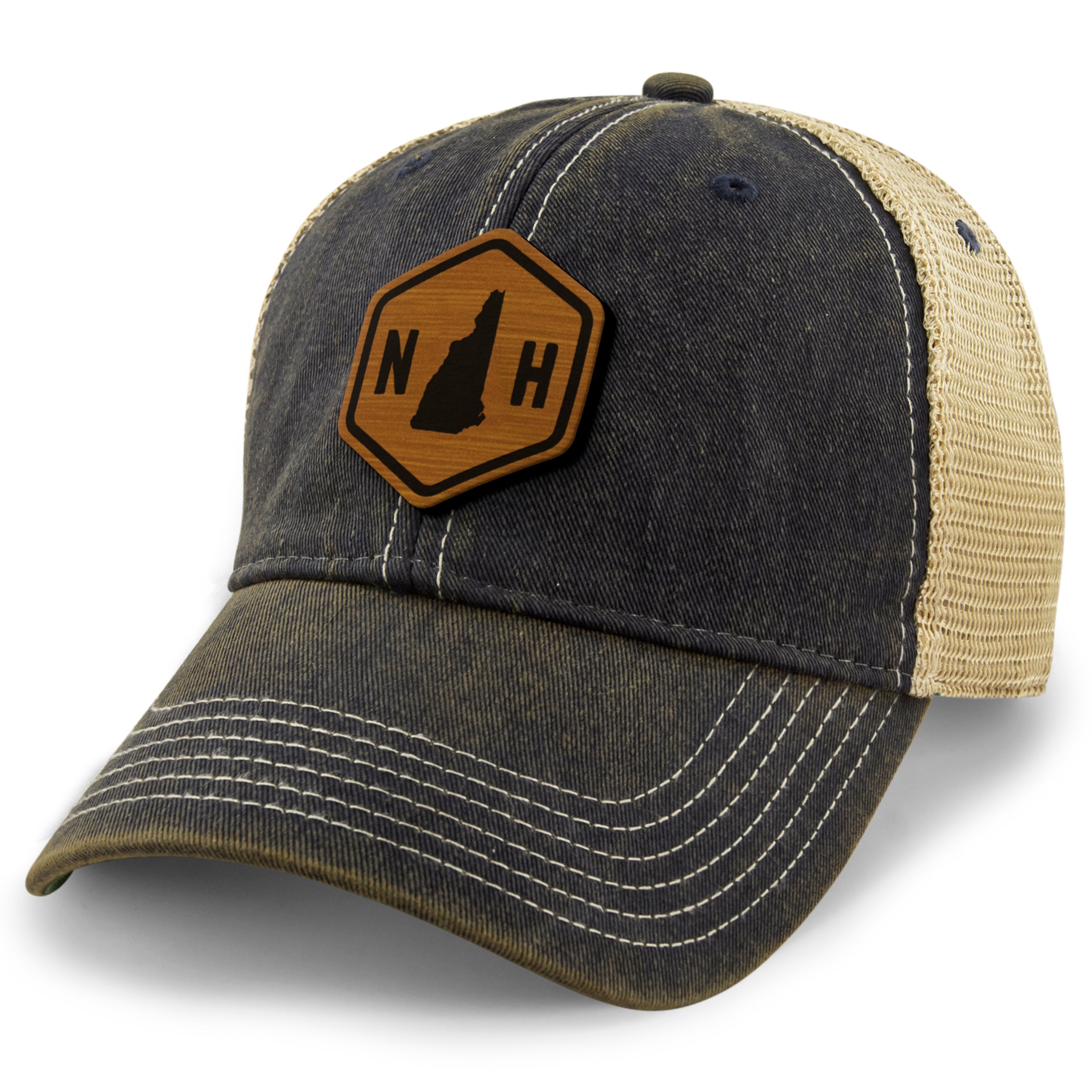 New Hampshire State Sign Wood Grain Patch Dirty Water Trucker Hat
