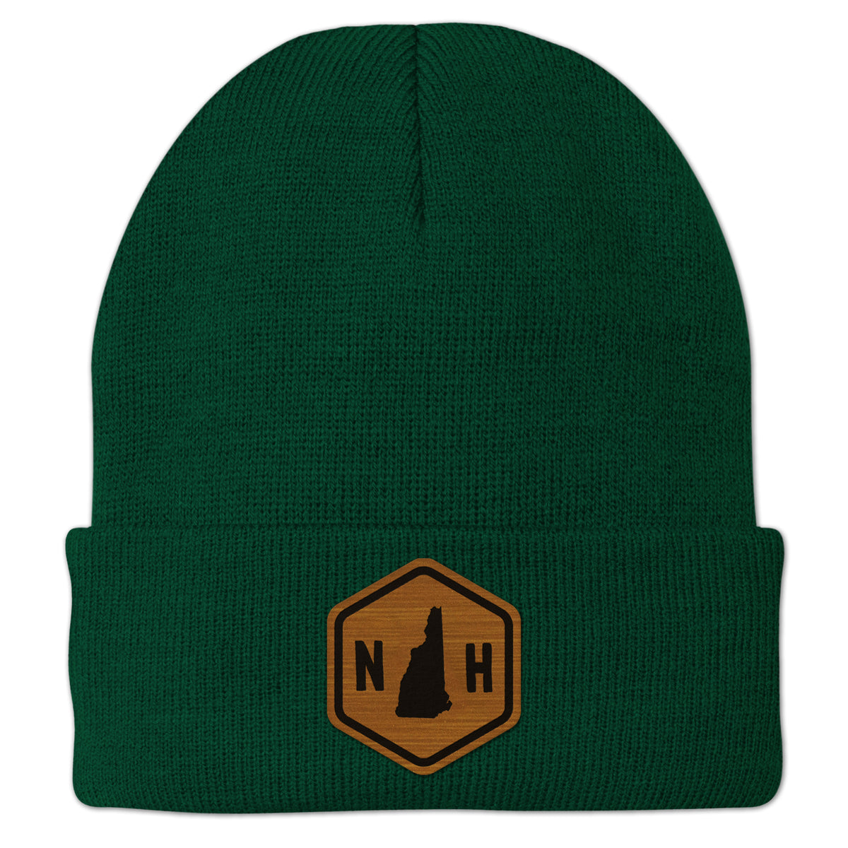 New Hampshire State Sign Wood Grain Patch Cuff Knit - Chowdaheadz