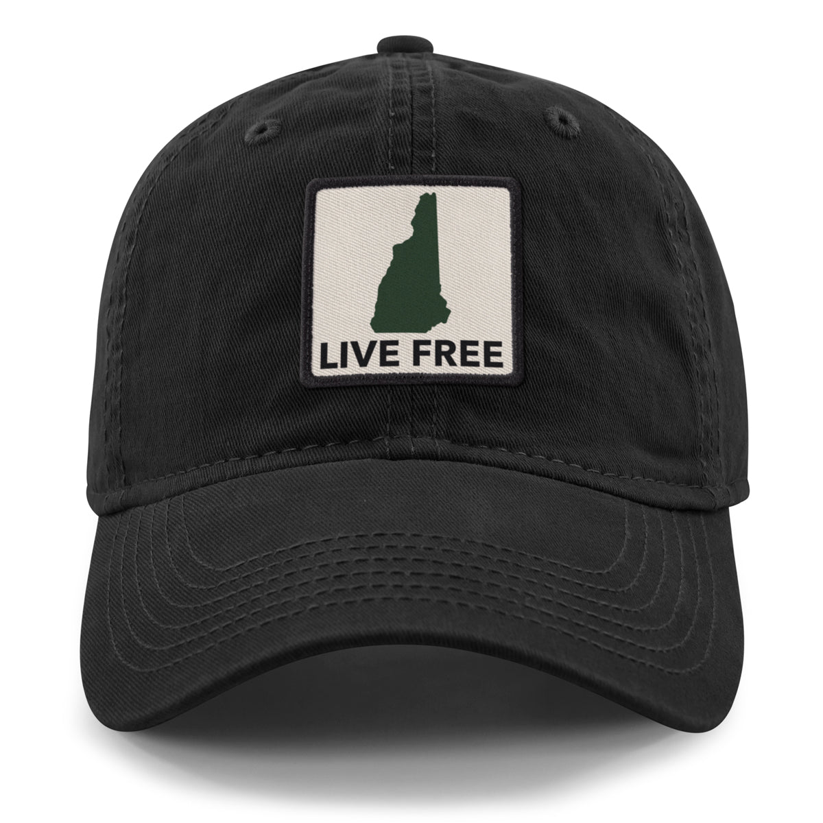 Live Free New Hampshire Printed Patch Dad Hat - Chowdaheadz