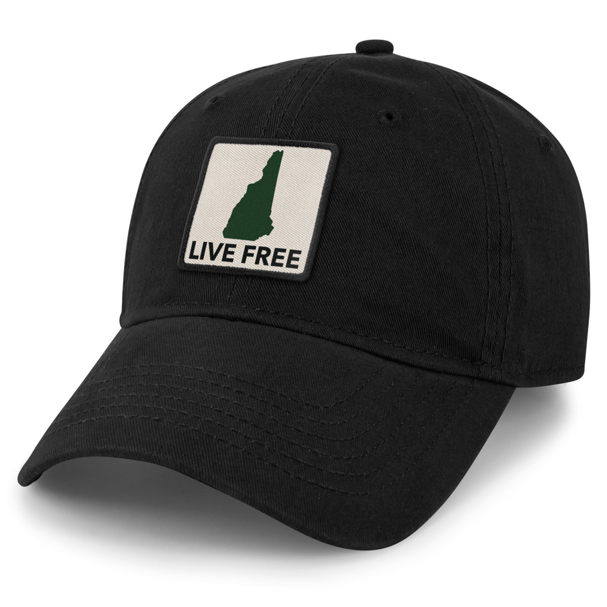 Live Free New Hampshire Printed Patch Dad Hat - Chowdaheadz