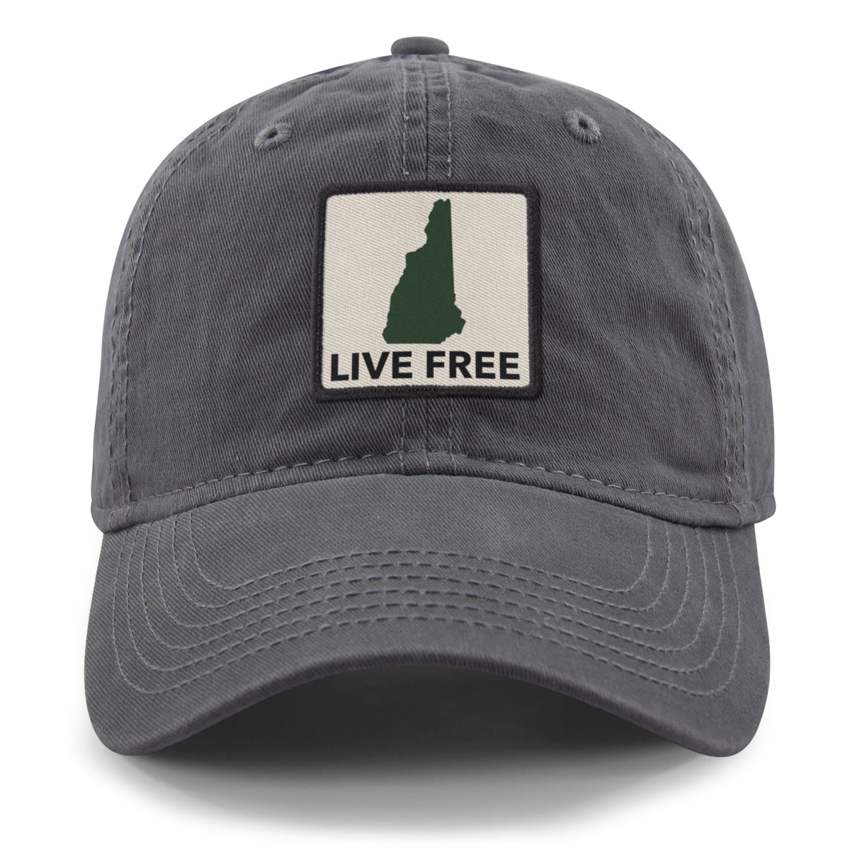Live Free New Hampshire Printed Patch Dad Hat - Chowdaheadz