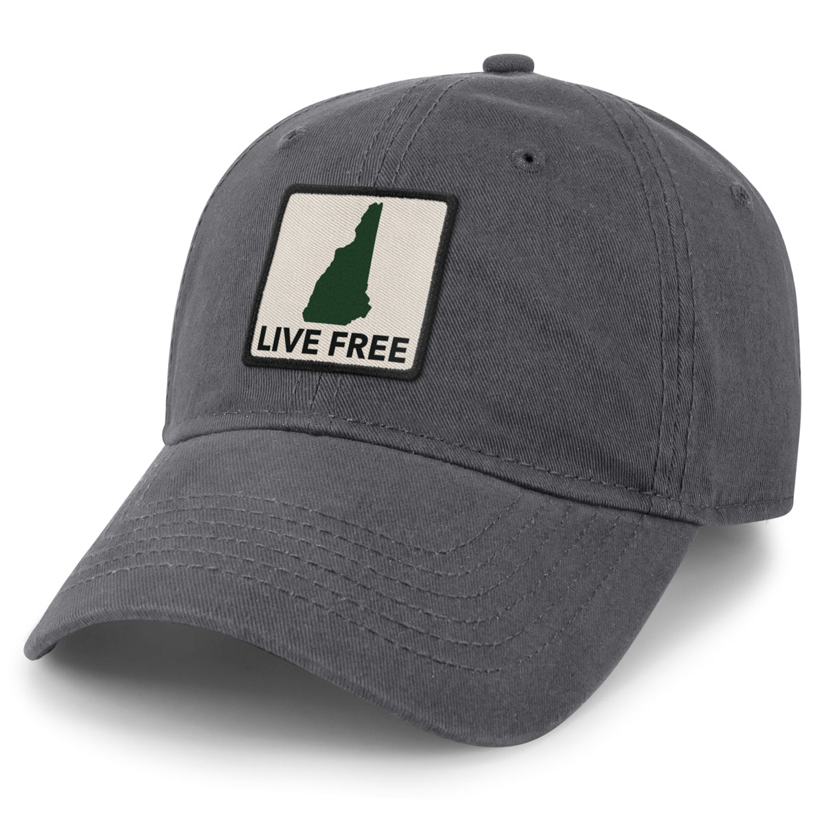 Live Free New Hampshire Printed Patch Dad Hat - Chowdaheadz