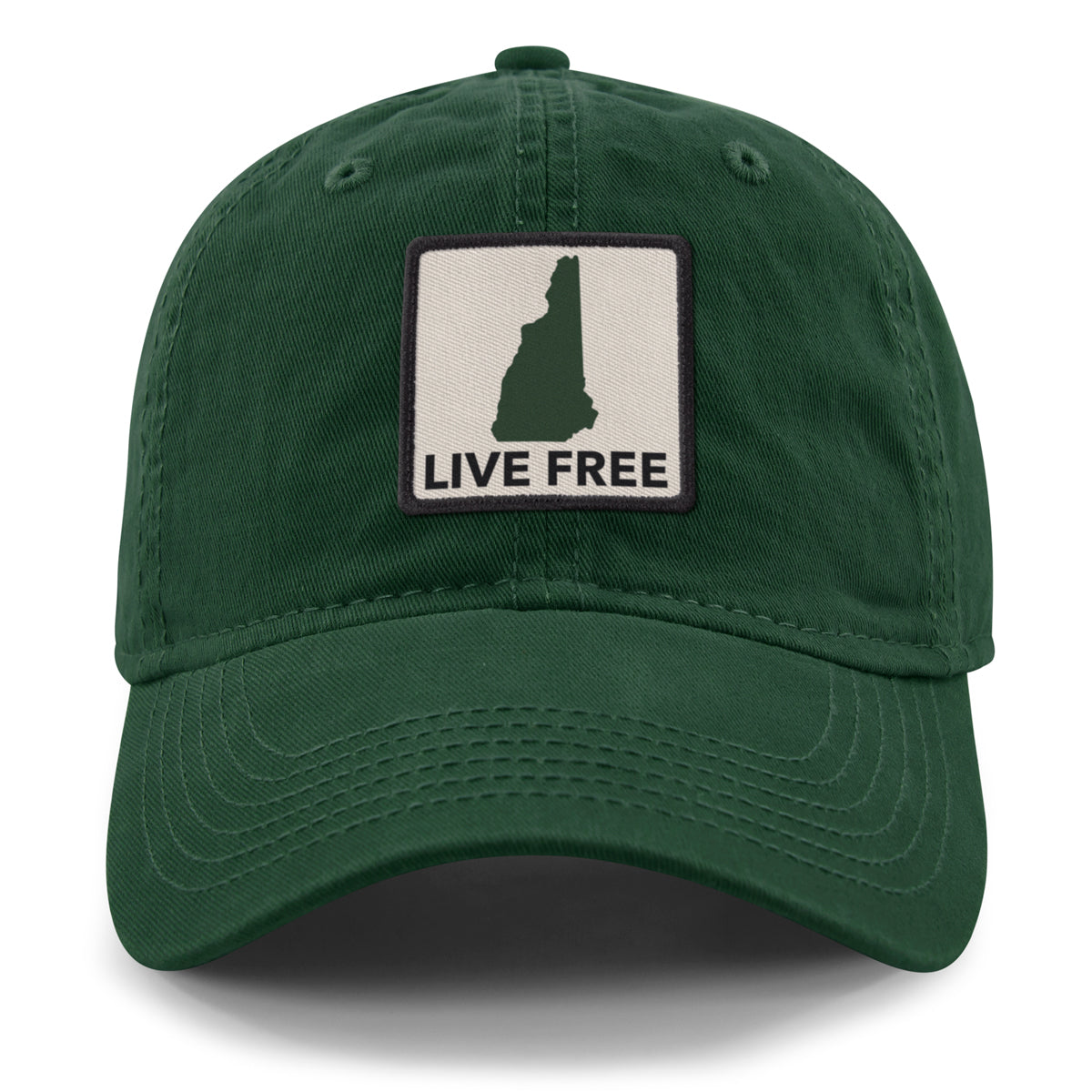 Live Free New Hampshire Printed Patch Dad Hat - Chowdaheadz
