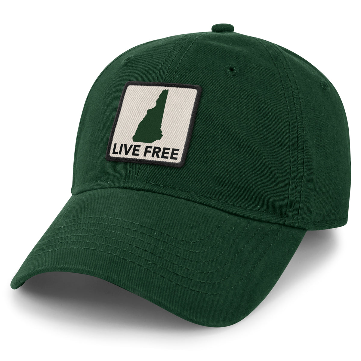 Live Free New Hampshire Printed Patch Dad Hat - Chowdaheadz