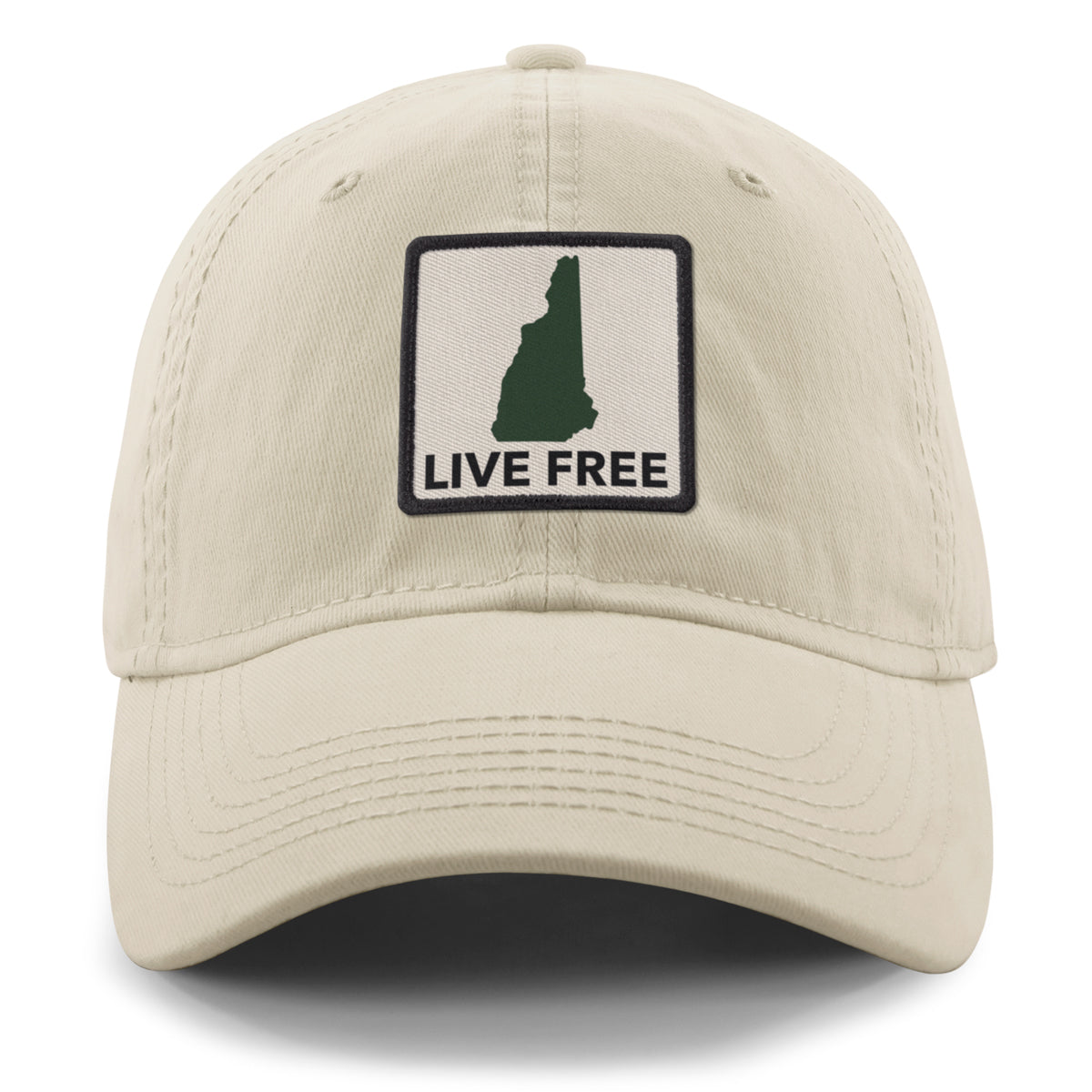 Live Free New Hampshire Printed Patch Dad Hat - Chowdaheadz