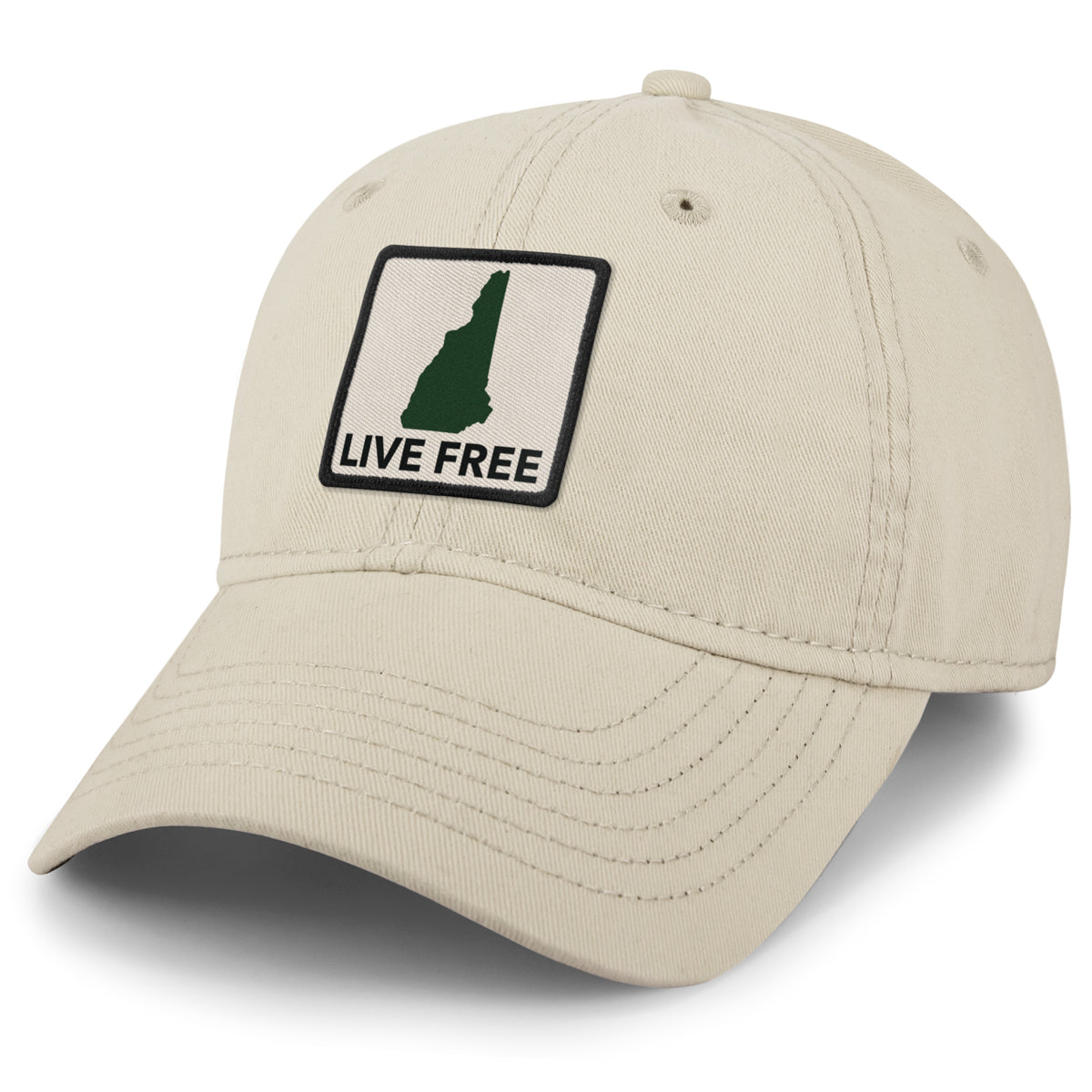 Live Free New Hampshire Printed Patch Dad Hat - Chowdaheadz