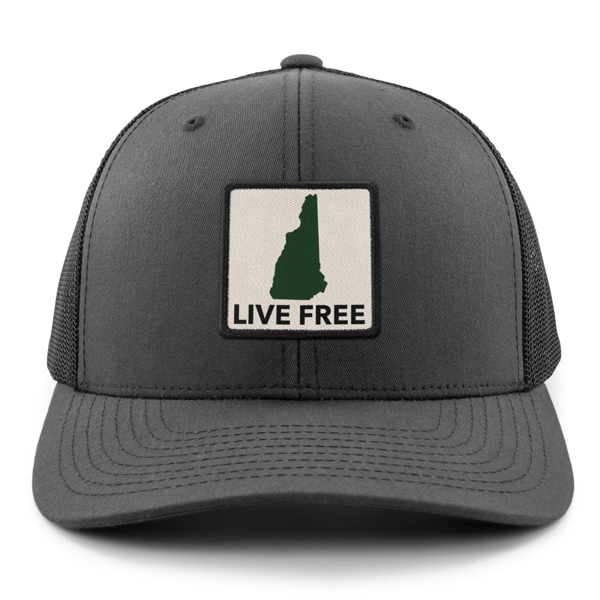 Live Free New Hampshire Printed Patch Classic Snapback Trucker Hat - Chowdaheadz