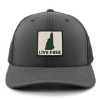 Live Free New Hampshire Printed Patch Classic Snapback Trucker Hat