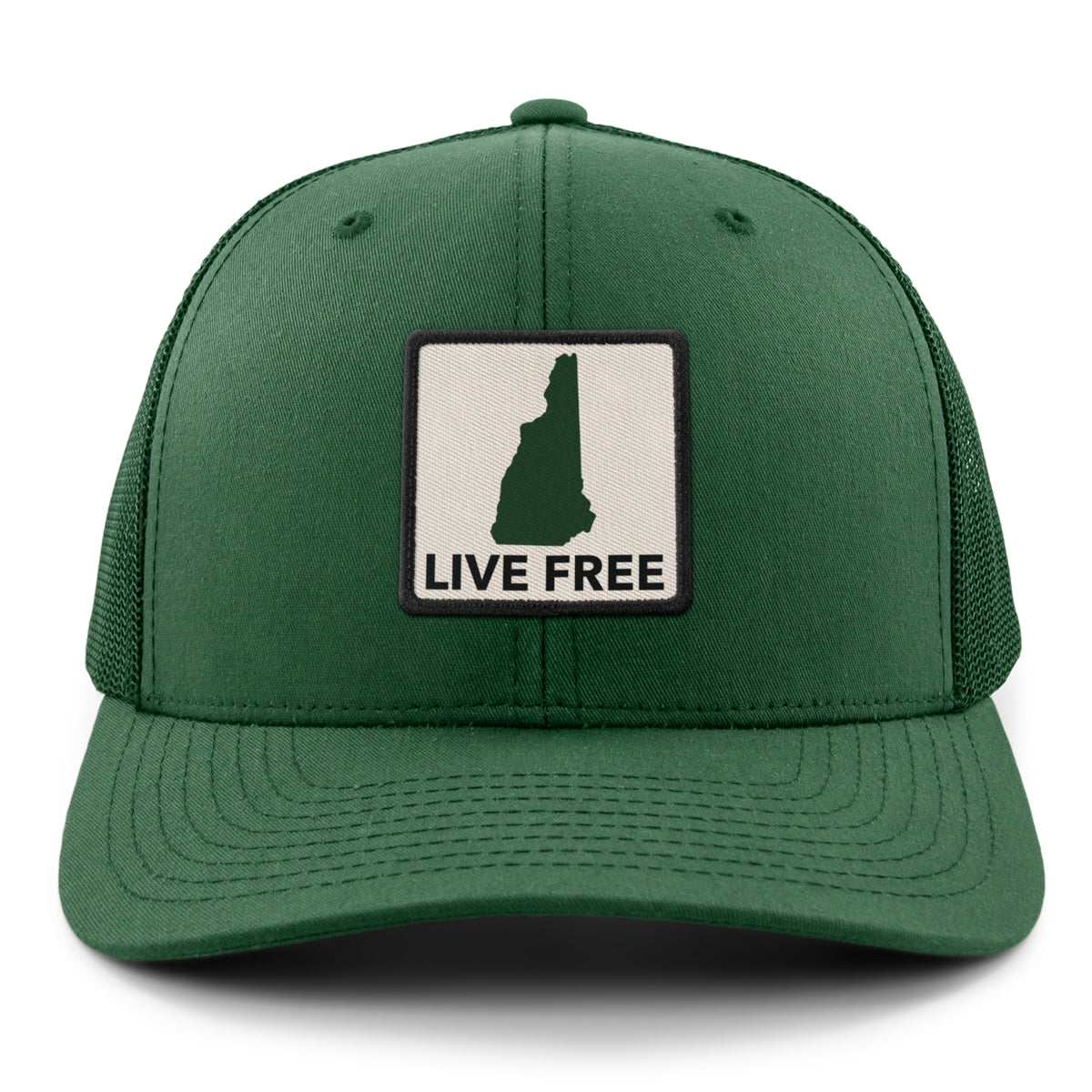 Live Free New Hampshire Printed Patch Classic Snapback Trucker Hat - Chowdaheadz