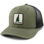 Live Free New Hampshire Printed Patch Classic Snapback Trucker Hat