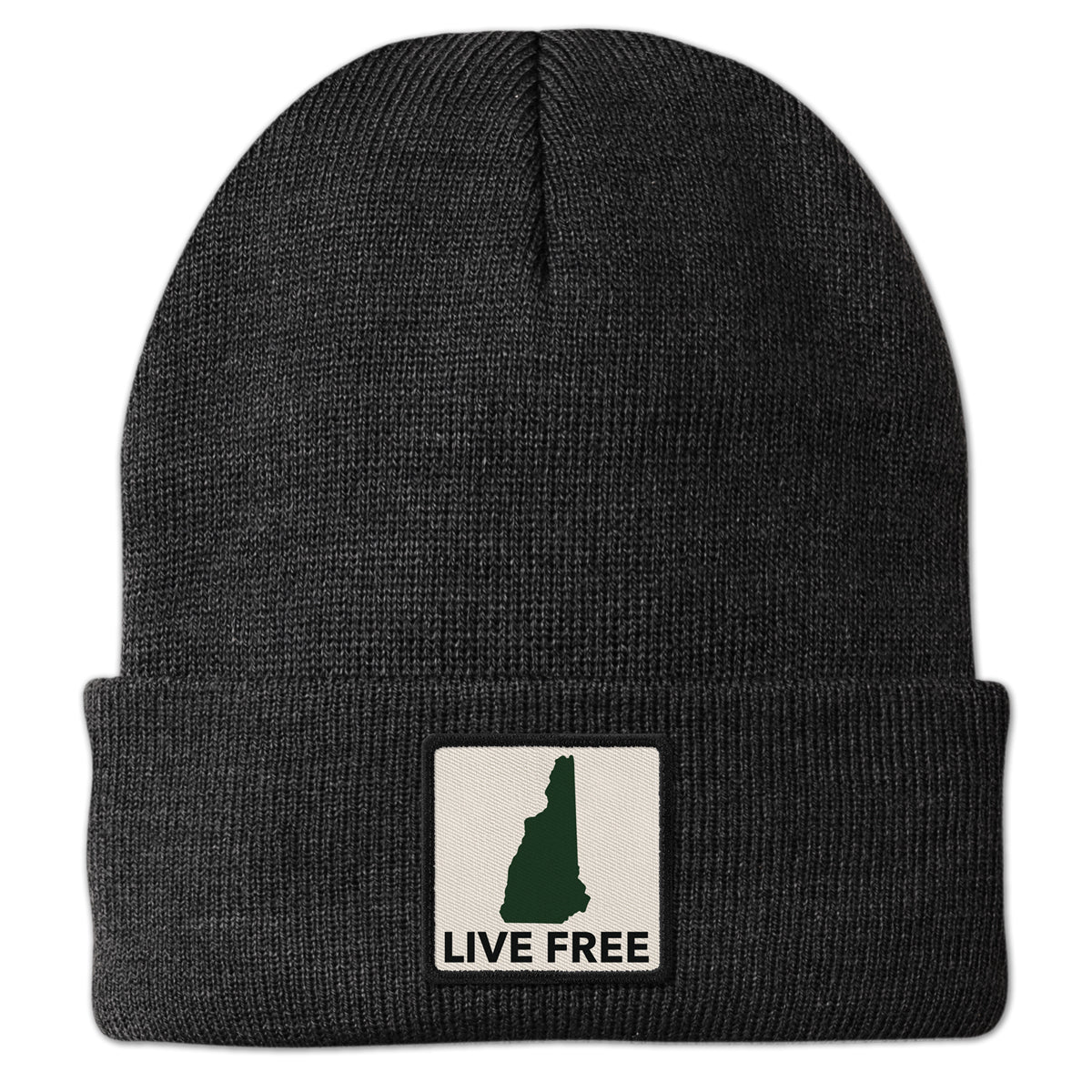 Live Free New Hampshire Printed Patch Cuff Knit - Chowdaheadz
